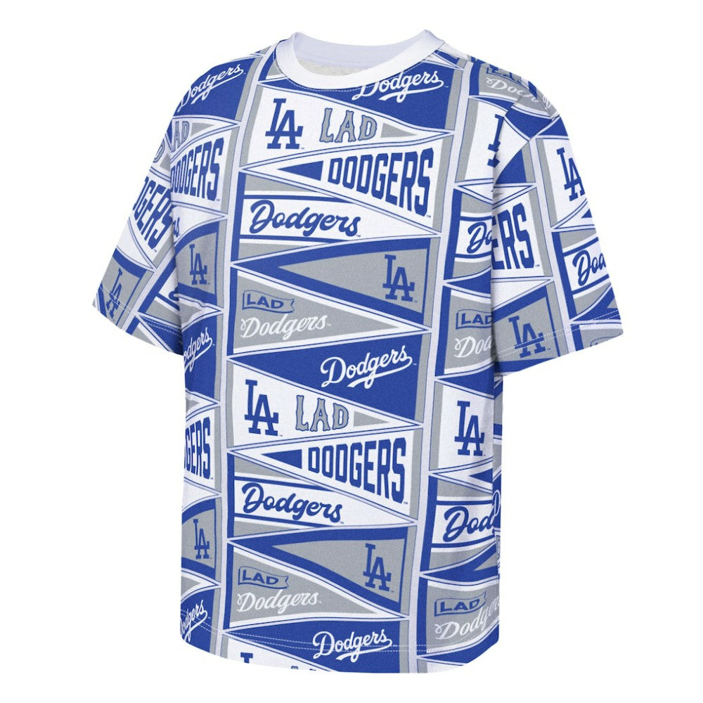 Los Angeles Dodgers Outerstuff Youth All-Over Pennant T-Shirt - Blue T-shirts