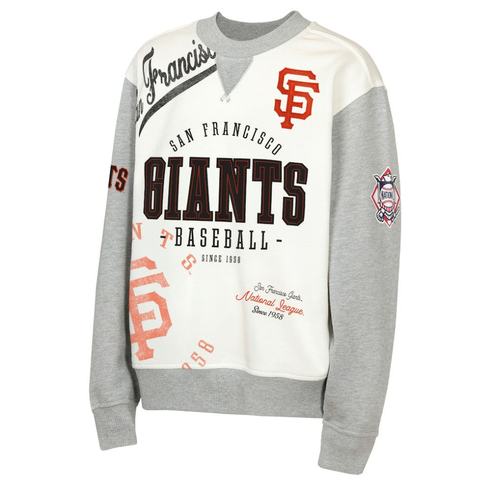 San Francisco Giants Outerstuff Youth Big League Power Hit Fleece Sweatshirt - Cream/Gray Sweatshirts