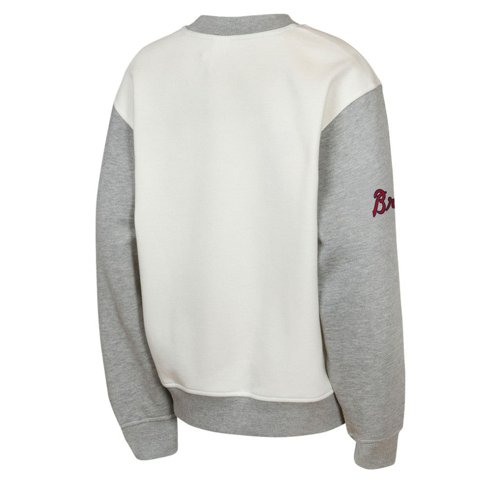 Atlanta Braves Outerstuff Youth Big League Power Hit Fleece Sweatshirt - Cream/Gray Sweatshirts