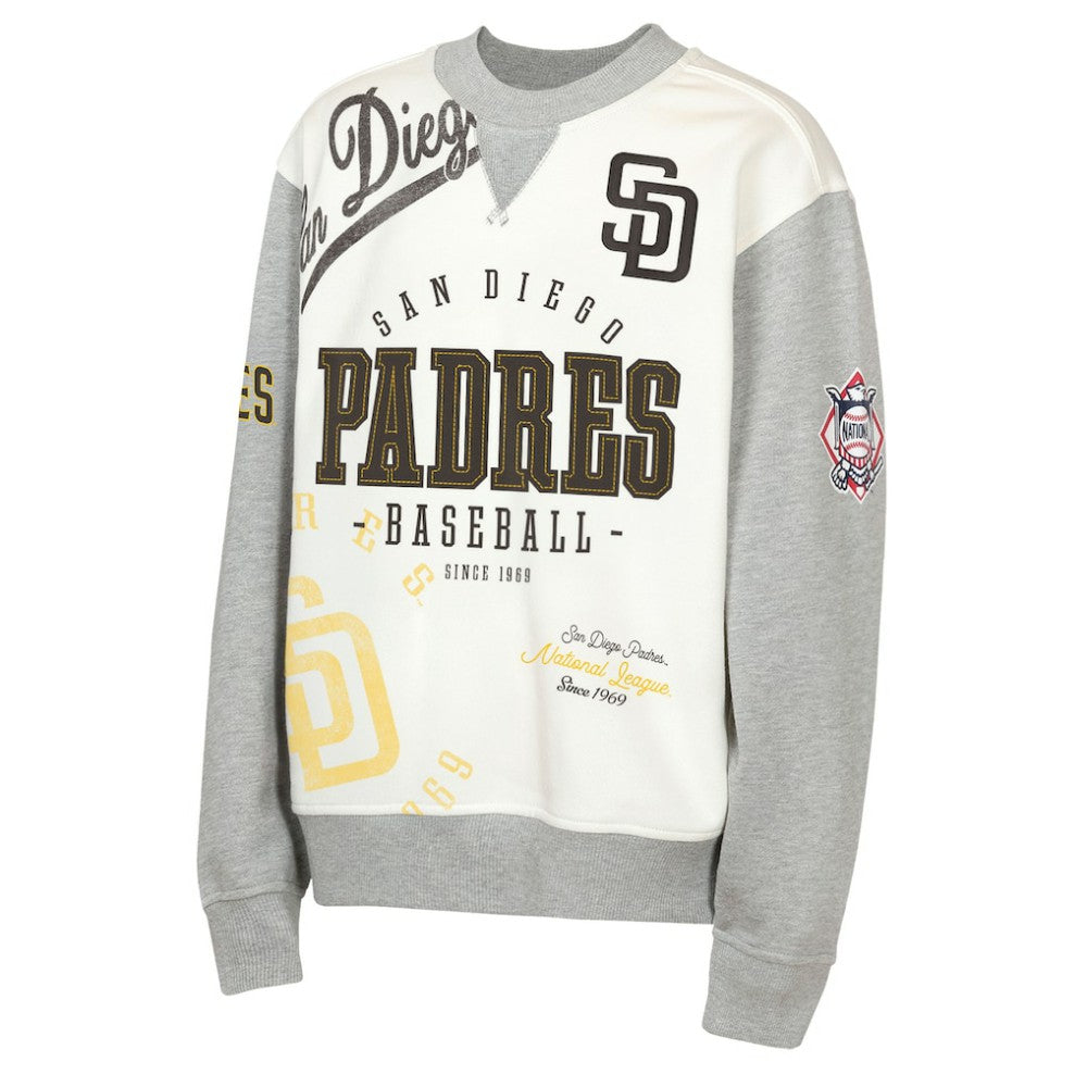 San Diego Padres Outerstuff Youth Big League Power Hit Fleece Sweatshirt - Cream/Gray Sweatshirts