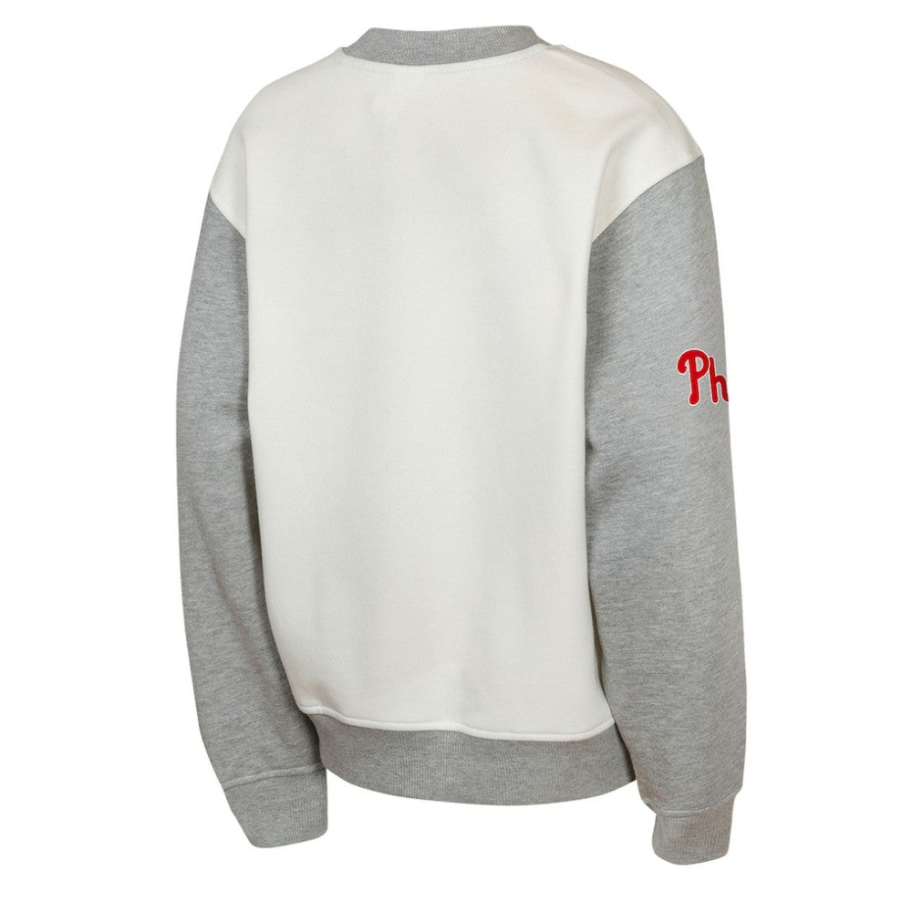 Philadelphia Phillies Outerstuff Youth Big League Power Hit Fleece Sweatshirt - Cream/Gray Sweatshirts