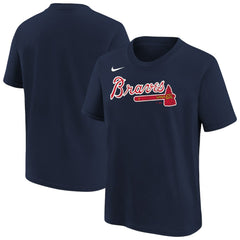 Atlanta Braves Nike Youth Wordmark T-Shirt - Athletic Navy T-shirts
