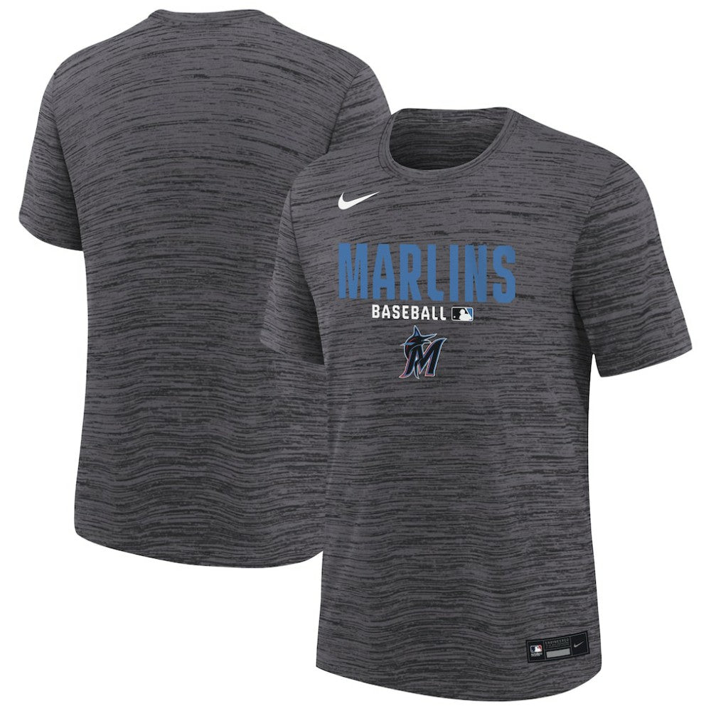 Miami Marlins Nike Youth Authentic Collection Velocity Dri-FIT T-Shirt - Black T-shirts