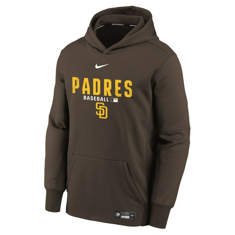 San Diego Padres Nike Youth Authentic Collection Therma-FIT Hoodie - Brown Hoodies