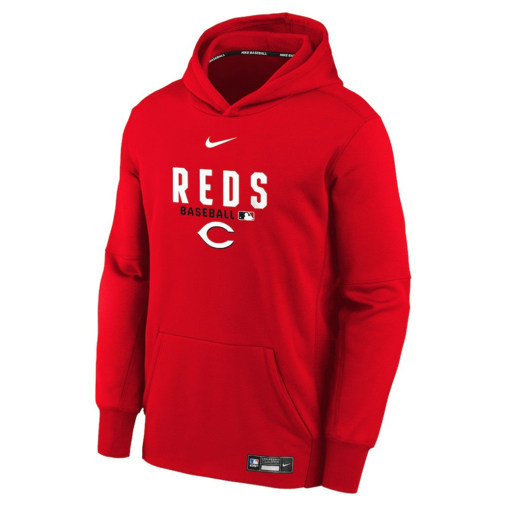 Cincinnati Reds Nike Youth Authentic Collection Therma-FIT Hoodie - Red Hoodies
