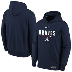 Atlanta Braves Nike Youth Authentic Collection Therma-FIT Hoodie - Navy Hoodies