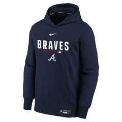 Atlanta Braves Nike Youth Authentic Collection Therma-FIT Hoodie - Navy Hoodies