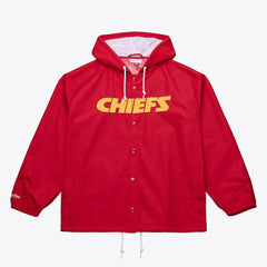 Kansas City Chiefs Coaches Full-Snap Hooded Windbreaker Jacket Red