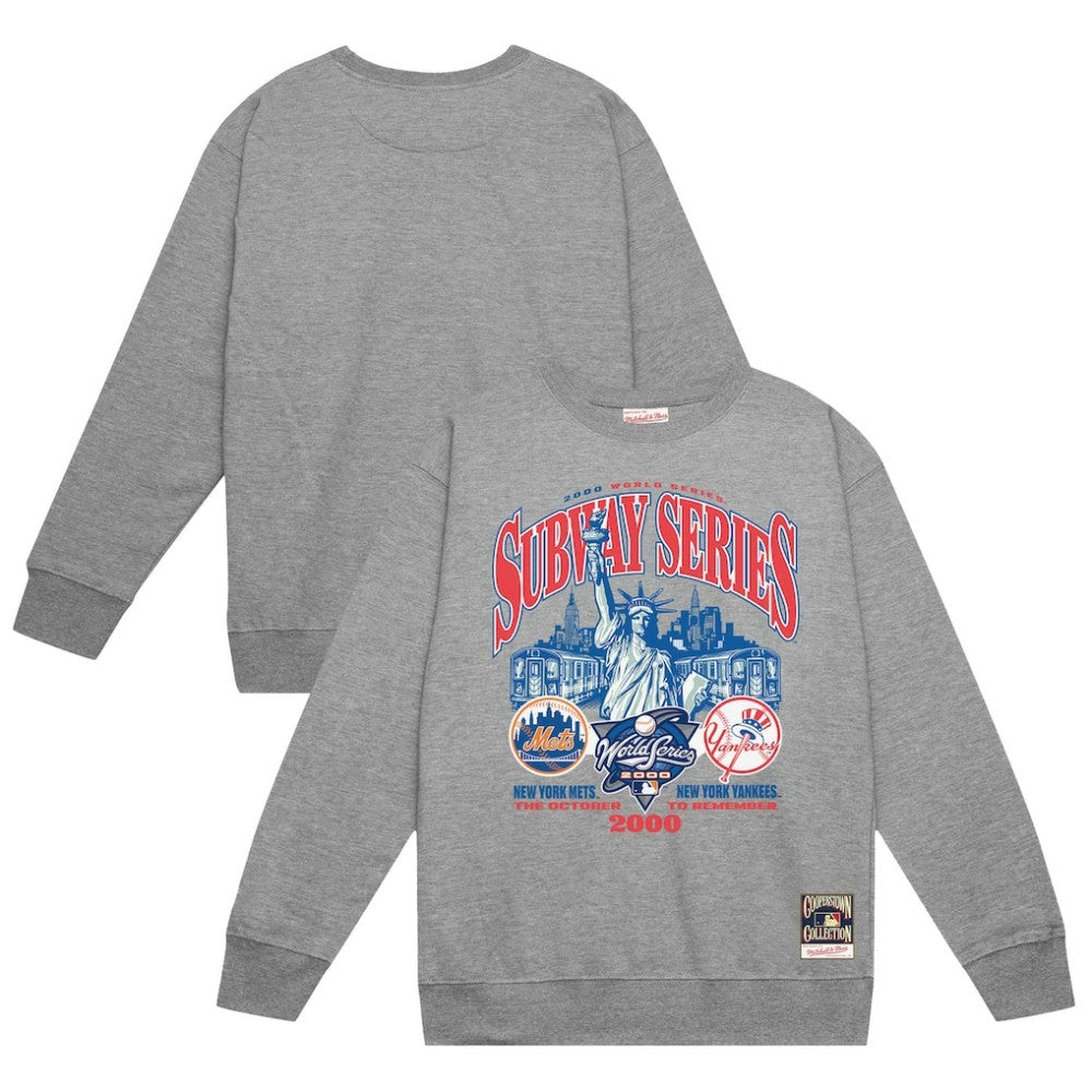 New York Yankees vs. New York Mets Mitchell & Ness 2000 World Series Pullover Sweatshirt - Heather Gray Pullover