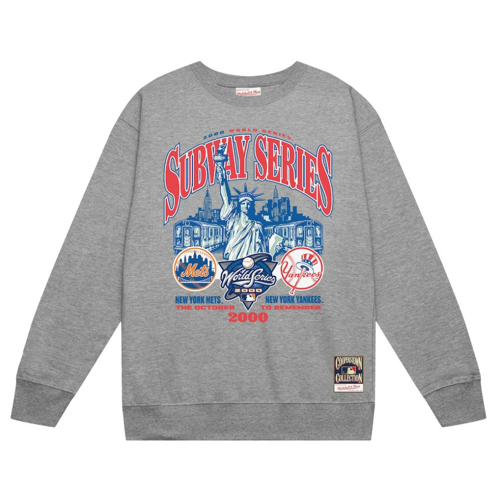 New York Yankees vs. New York Mets Mitchell & Ness 2000 World Series Pullover Sweatshirt - Heather Gray Pullover