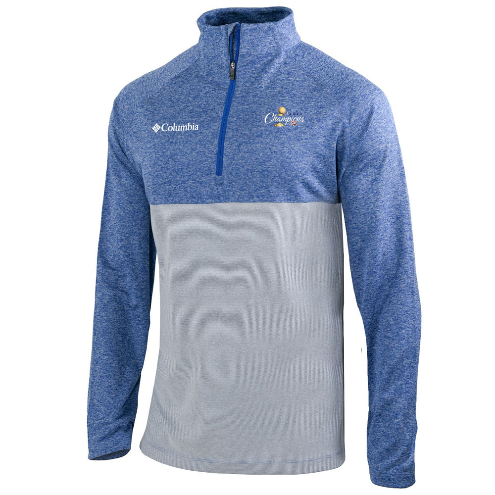 Oklahoma City Thunder 2025 NBA Finals Champions Rockin' It Raglan Omni-Wick Quarter-Zip Pullover Blue