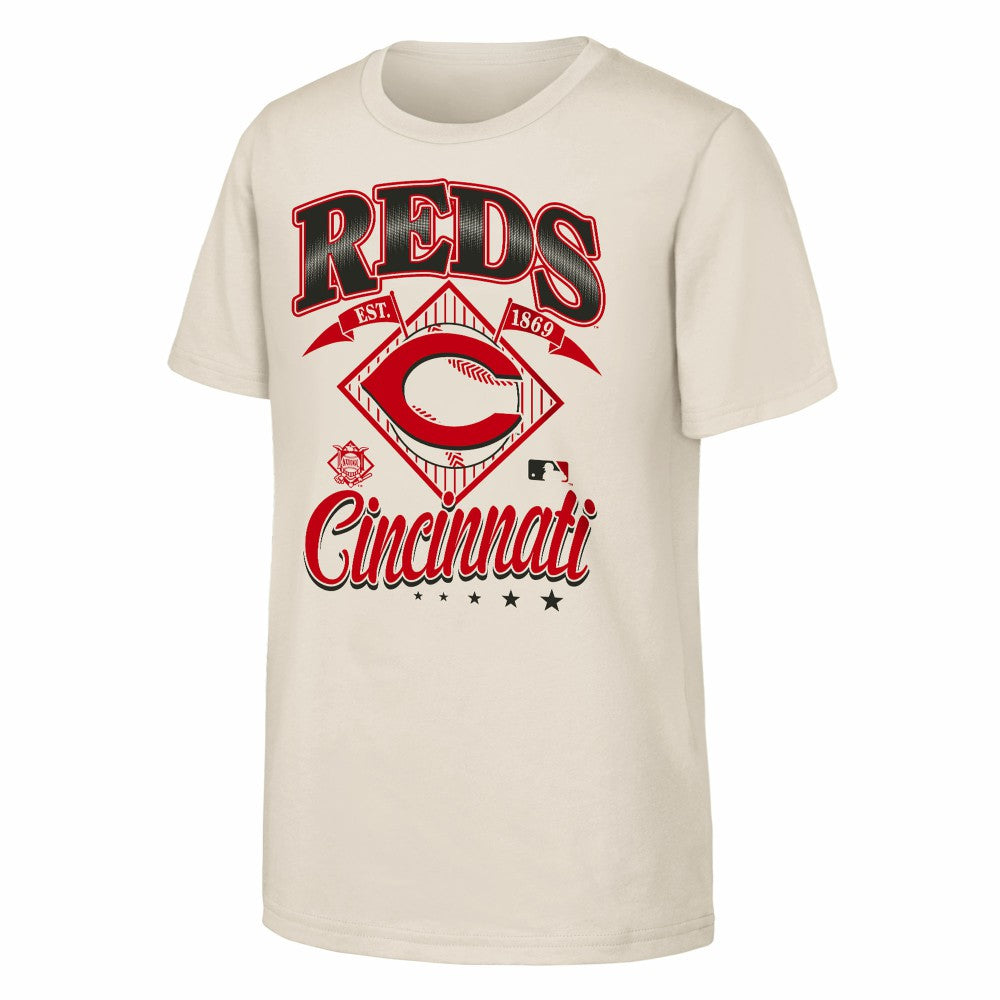 Cincinnati Reds Outerstuff Youth Triple Hit T-Shirt - Natural T-shirts