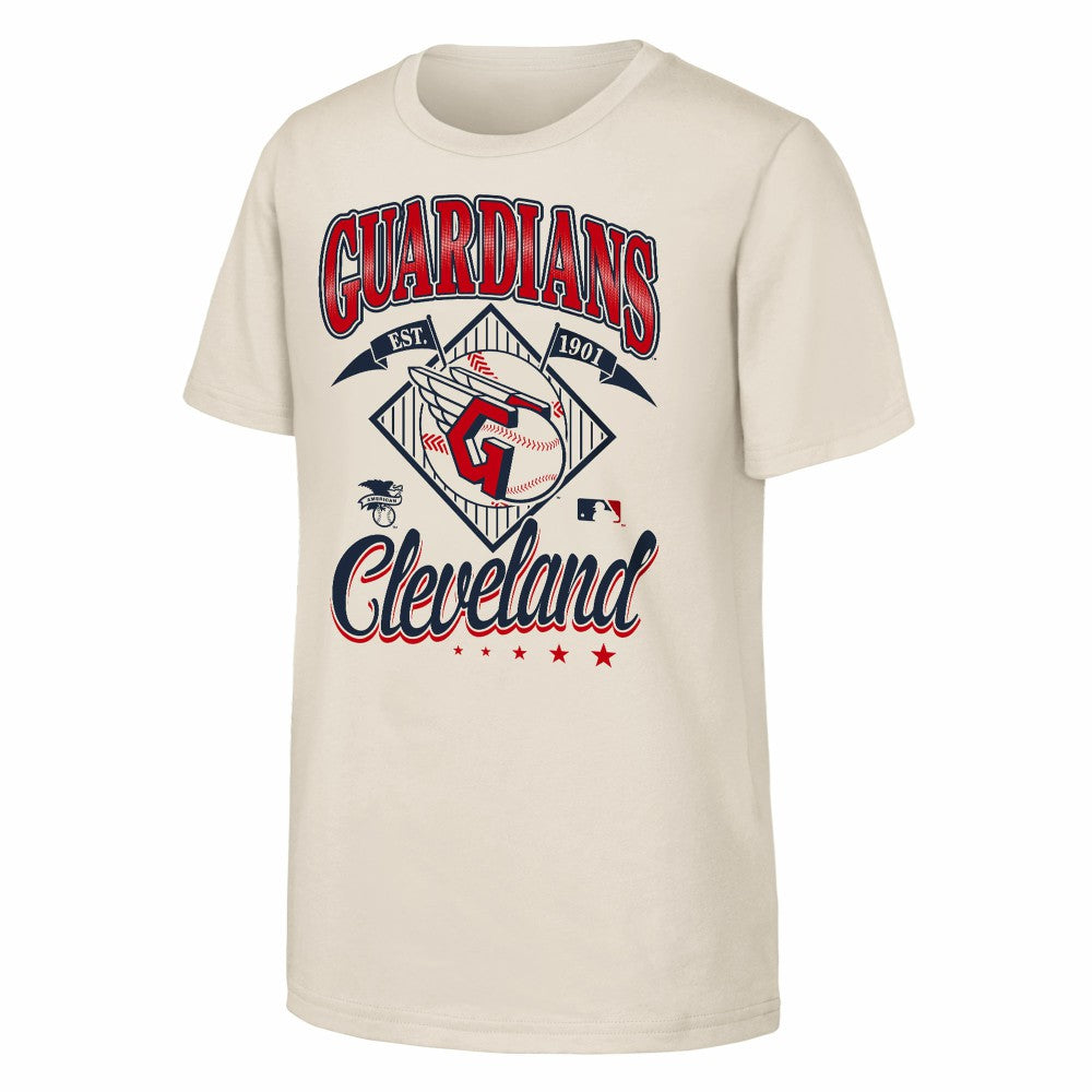 Cleveland Guardians Outerstuff Youth Triple Hit T-Shirt - Natural T-shirts