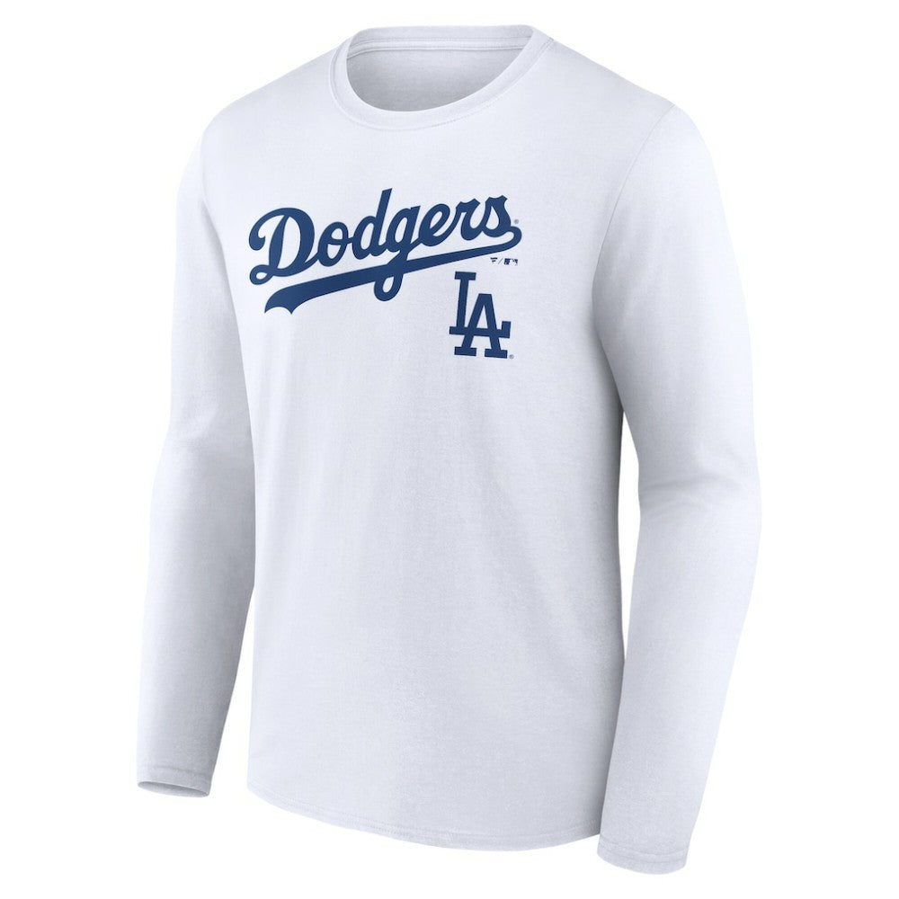 Los Angeles Dodgers Team Lockup Long Sleeve T-Shirt - White T-shirts