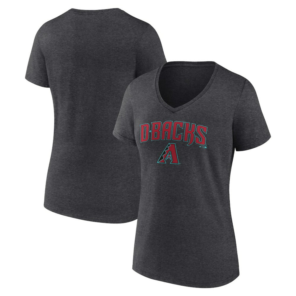 Arizona Diamondbacks Women's Team Lockup V-Neck T-Shirt - Charcoal T-shirts
