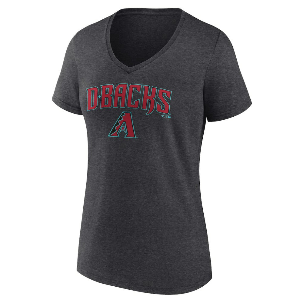 Arizona Diamondbacks Women's Team Lockup V-Neck T-Shirt - Charcoal T-shirts