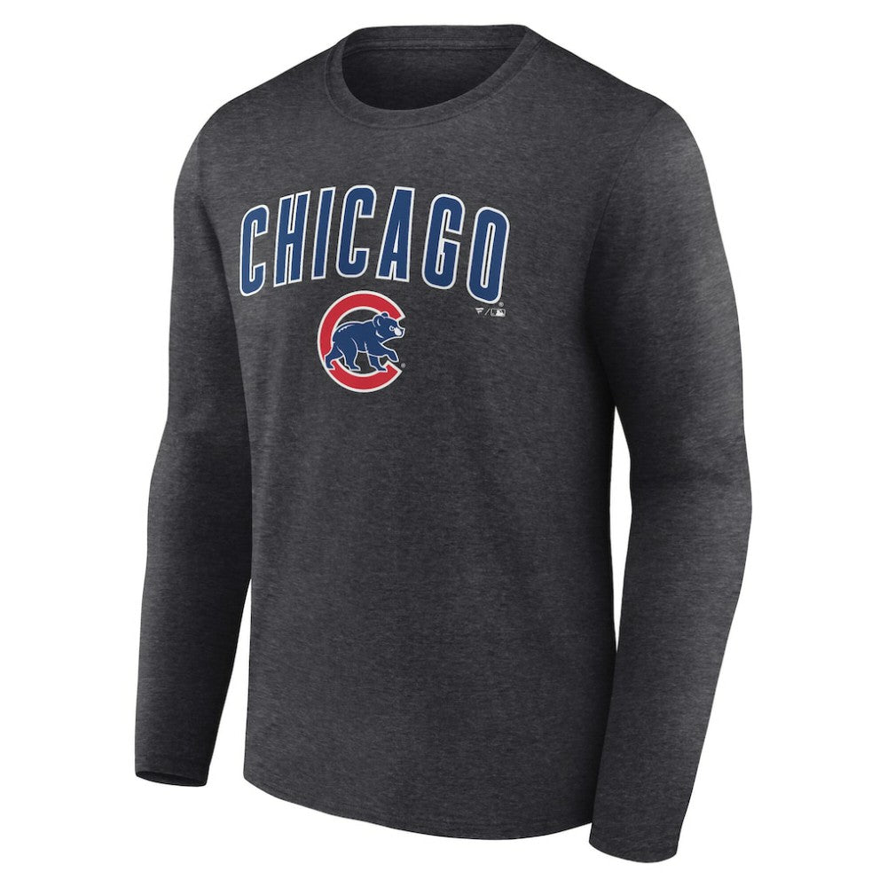 Chicago Cubs Team Lockup Long Sleeve T-Shirt - Charcoal T-shirts