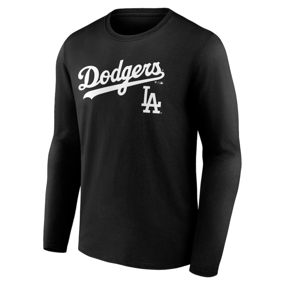 Los Angeles Dodgers Team Lockup Long Sleeve T-Shirt - Black T-shirts