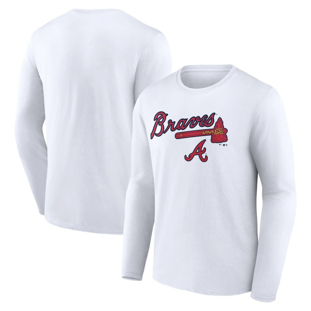Atlanta Braves Team Lockup Long Sleeve T-Shirt - White T-shirts