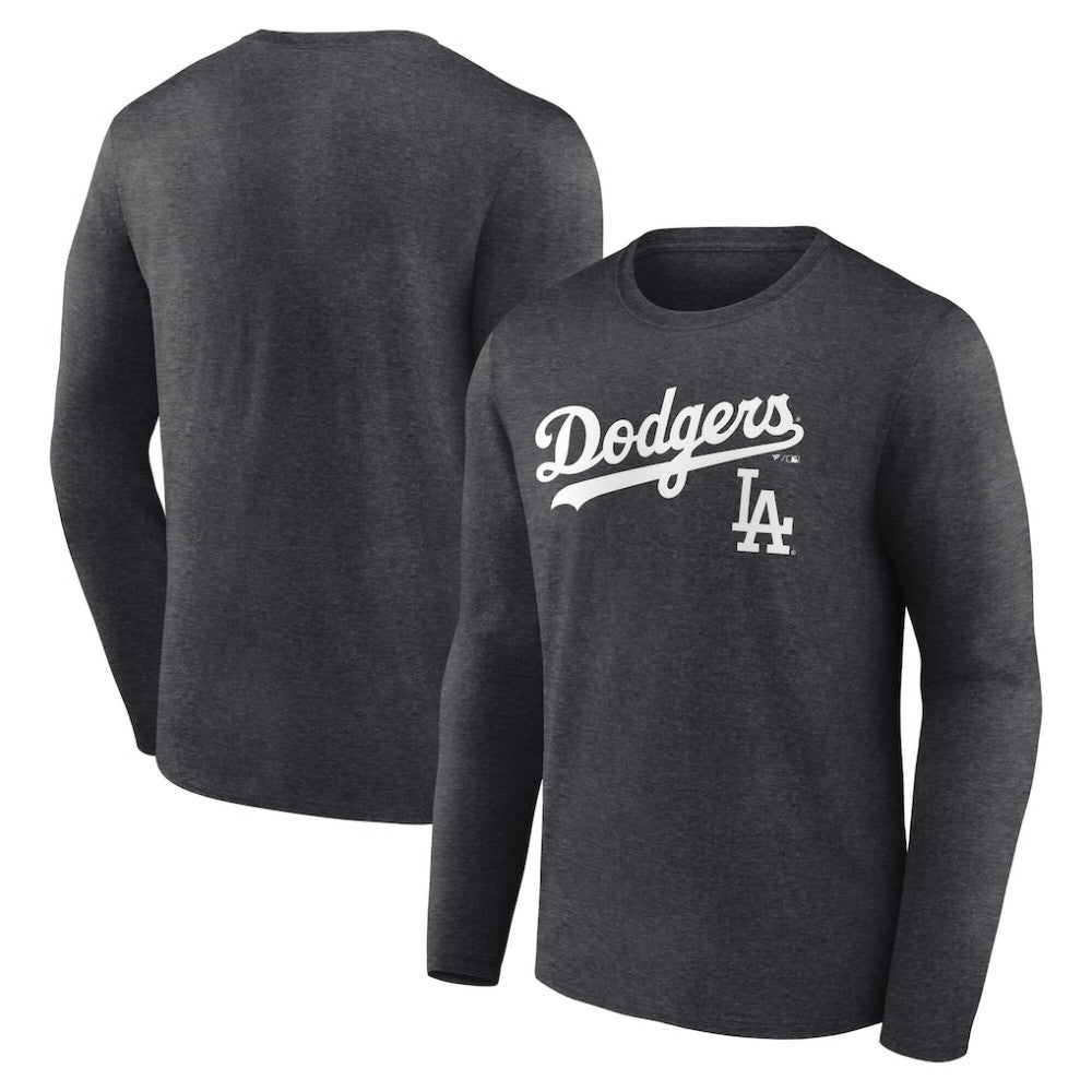 Los Angeles Dodgers Team Lockup Long Sleeve T-Shirt - Charcoal T-shirts
