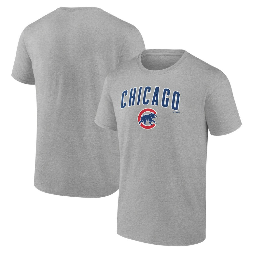 Chicago Cubs Team Lockup T-Shirt - Heather Gray T-shirts