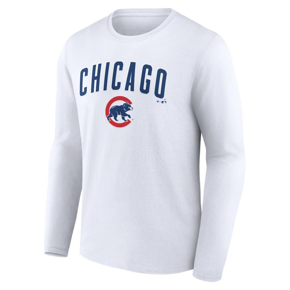 Chicago Cubs Team Lockup Long Sleeve T-Shirt - White T-shirts