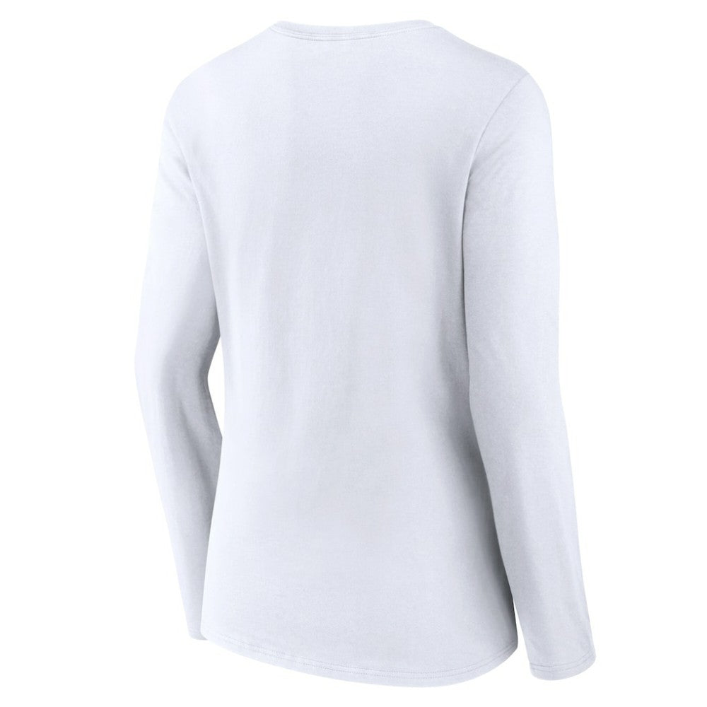 Chicago Cubs Women's Team Lockup Long Sleeve V-Neck T-Shirt - White T-shirts