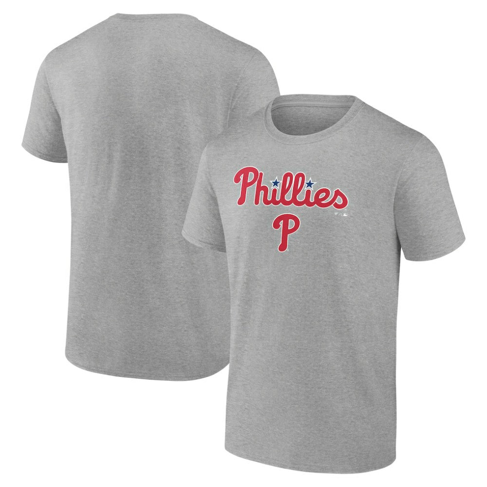 Philadelphia Phillies Team Lockup T-Shirt - Heather Gray T-shirts
