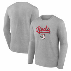 Cincinnati Reds Team Lockup Long Sleeve T-Shirt - Gray T-shirts