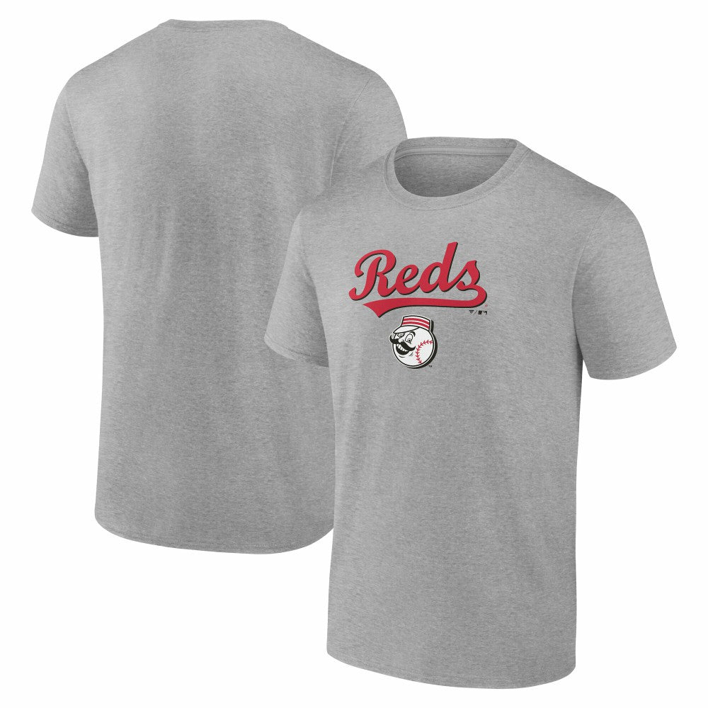 Cincinnati Reds Team Lockup T-Shirt - Heather Gray T-shirts