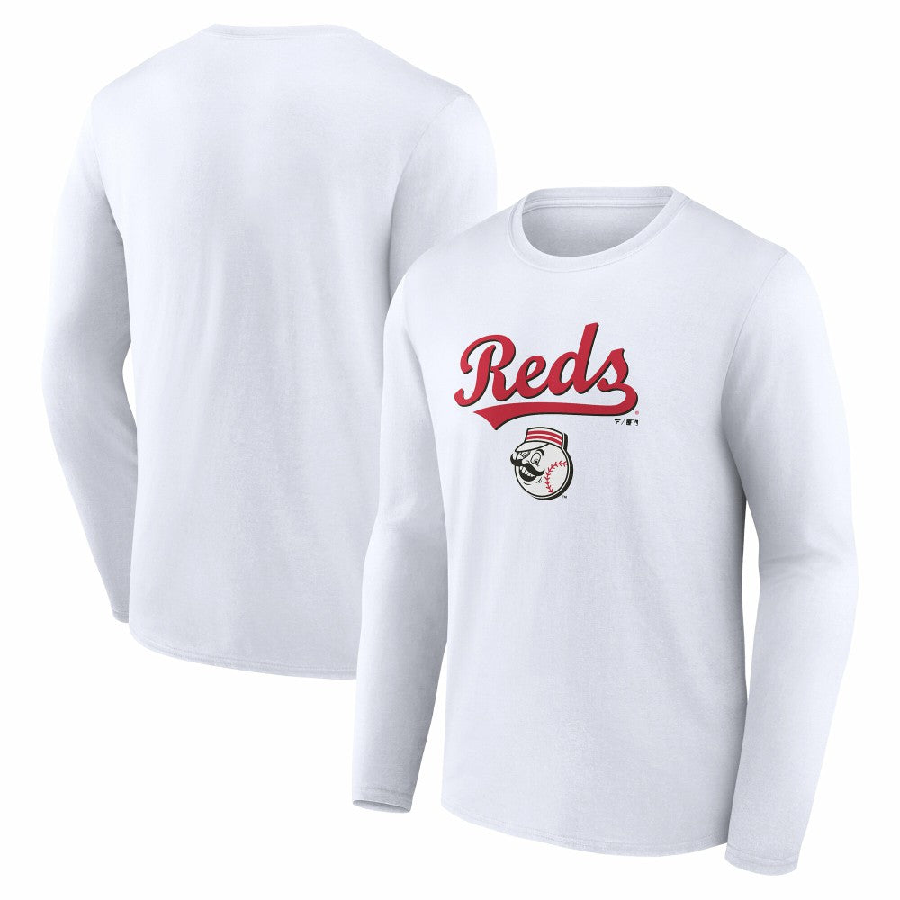 Cincinnati Reds Team Lockup Long Sleeve T-Shirt - White T-shirts