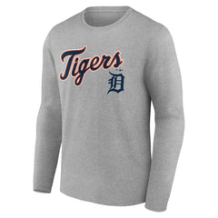 Detroit Tigers Team Lockup Long Sleeve T-Shirt - Gray T-shirts