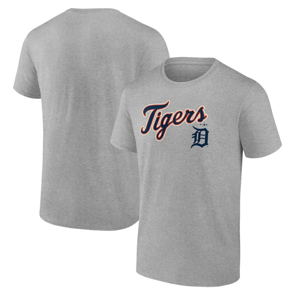 Detroit Tigers Team Lockup T-Shirt - Heather Gray T-shirts