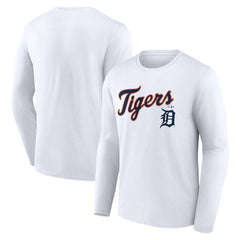 Detroit Tigers Team Lockup Long Sleeve T-Shirt - White T-shirts