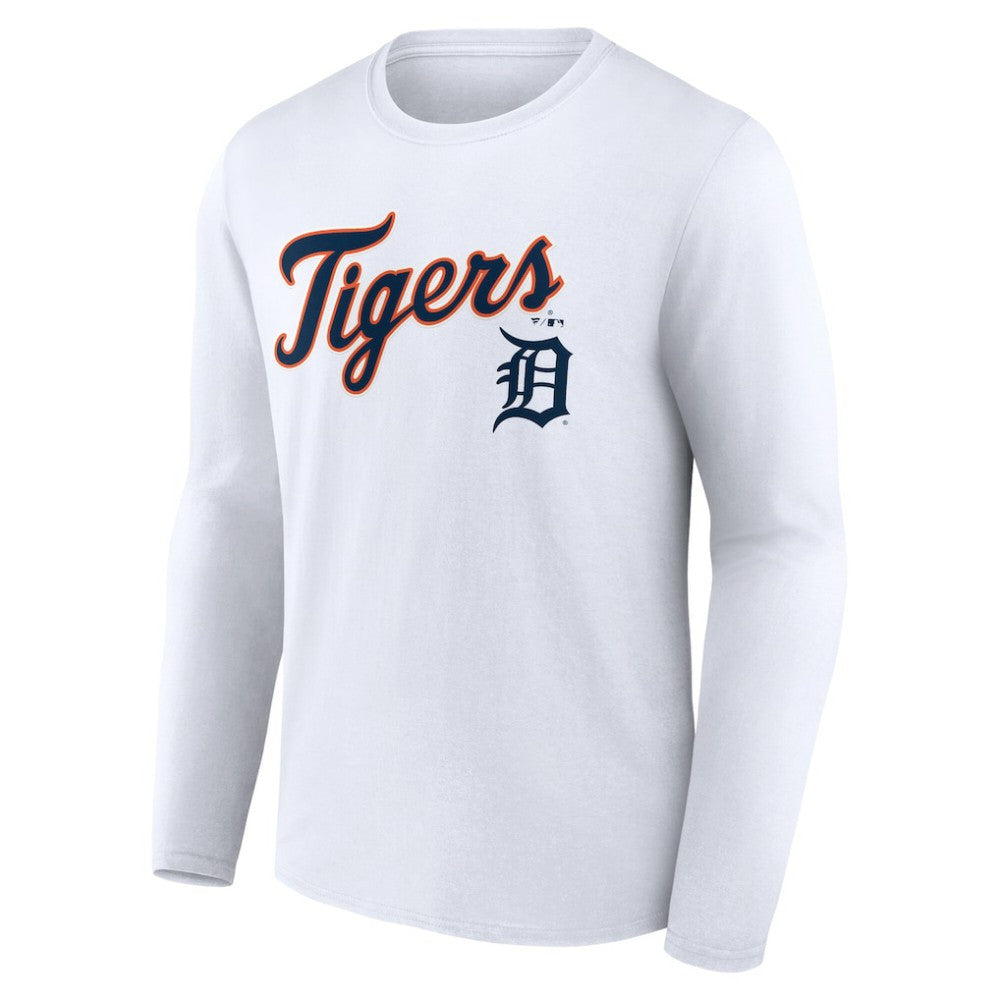 Detroit Tigers Team Lockup Long Sleeve T-Shirt - White T-shirts