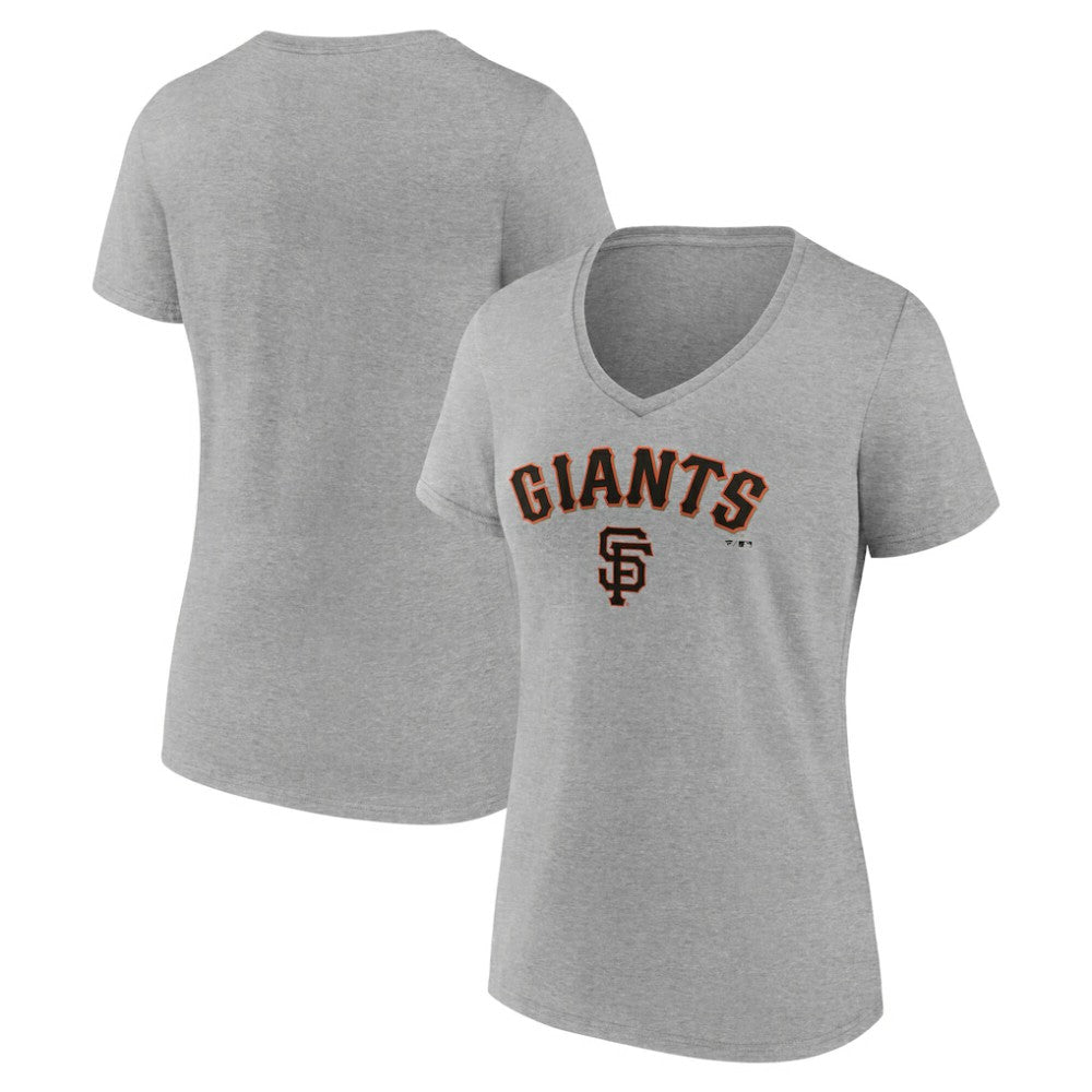 San Francisco Giants Women's Team Lockup V-Neck T-Shirt - Gray T-shirts