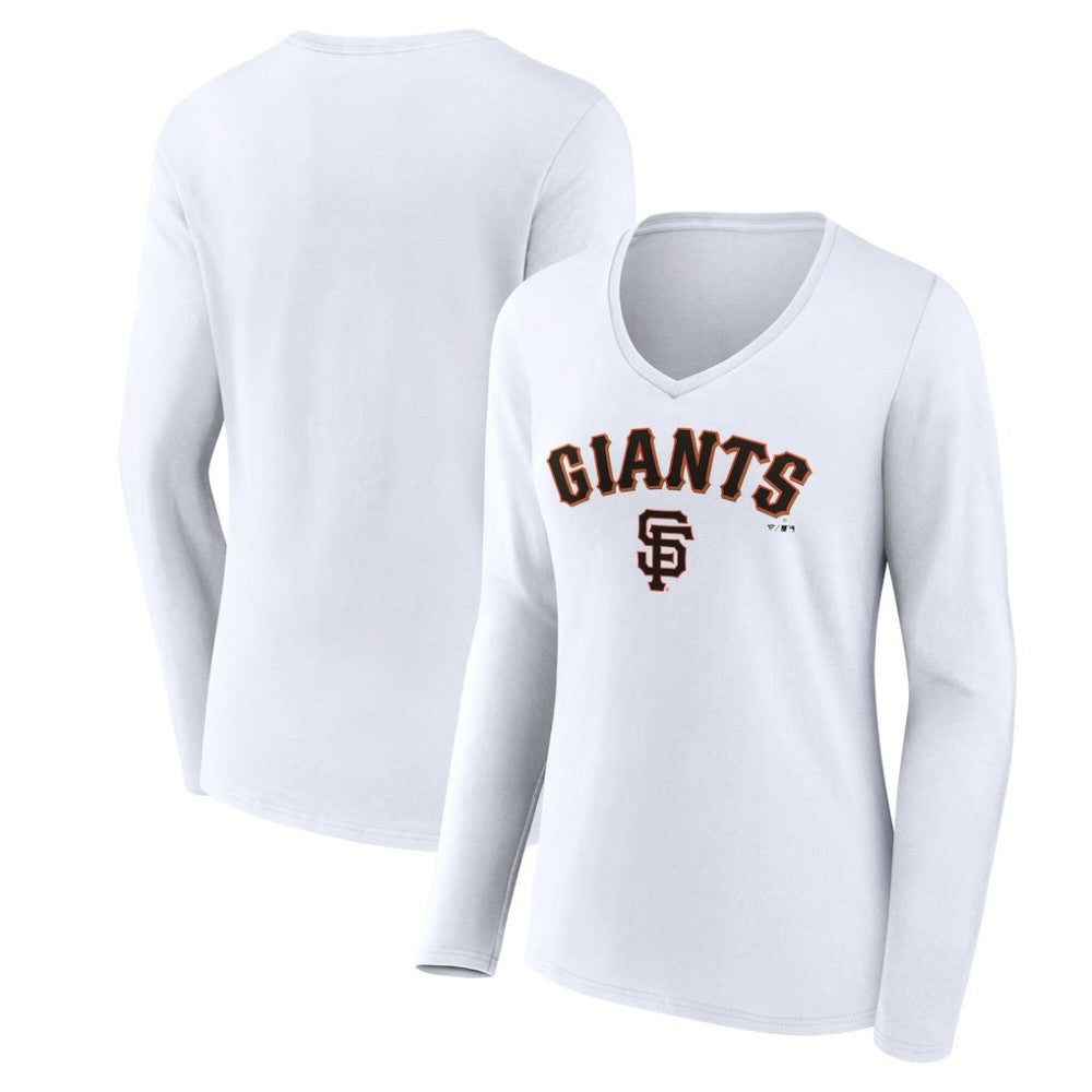 San Francisco Giants Women's Team Lockup Long Sleeve V-Neck T-Shirt - White T-shirts