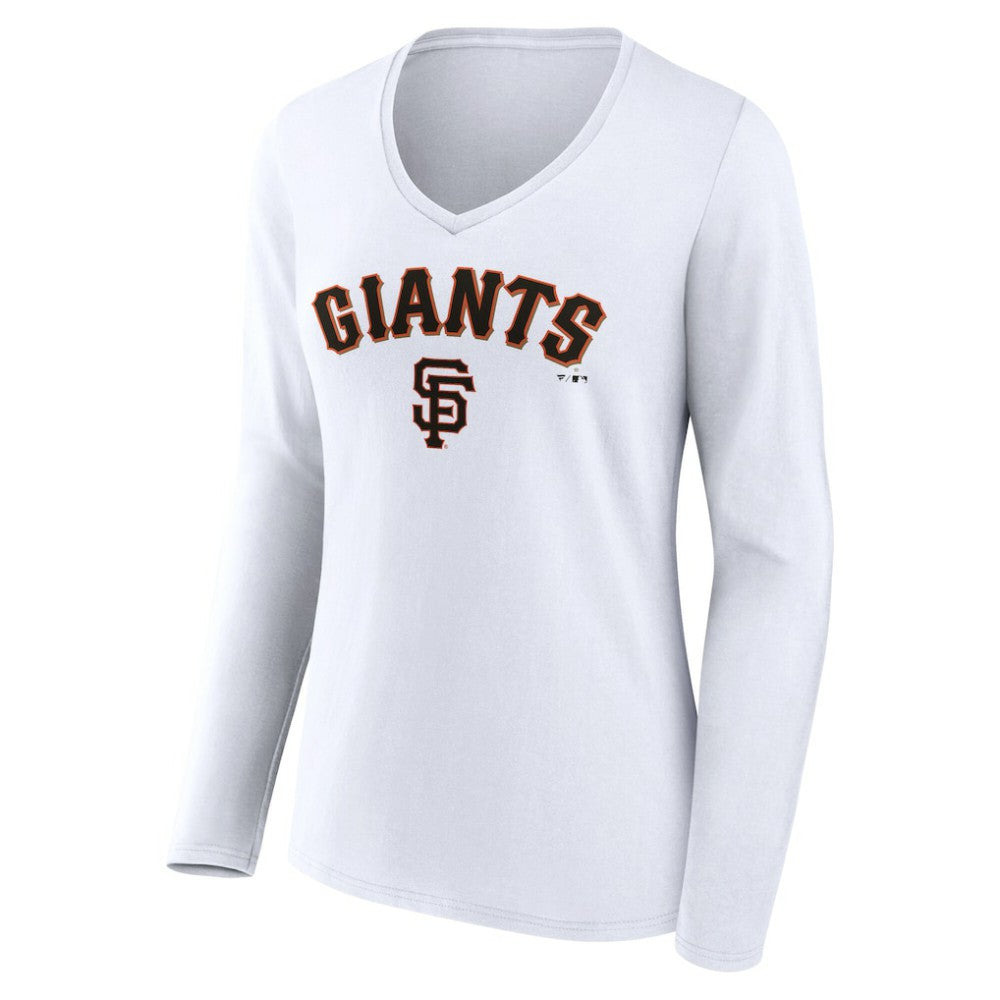 San Francisco Giants Women's Team Lockup Long Sleeve V-Neck T-Shirt - White T-shirts