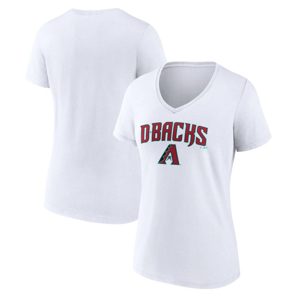 Arizona Diamondbacks Women's Team Lockup V-Neck T-Shirt - White T-shirts