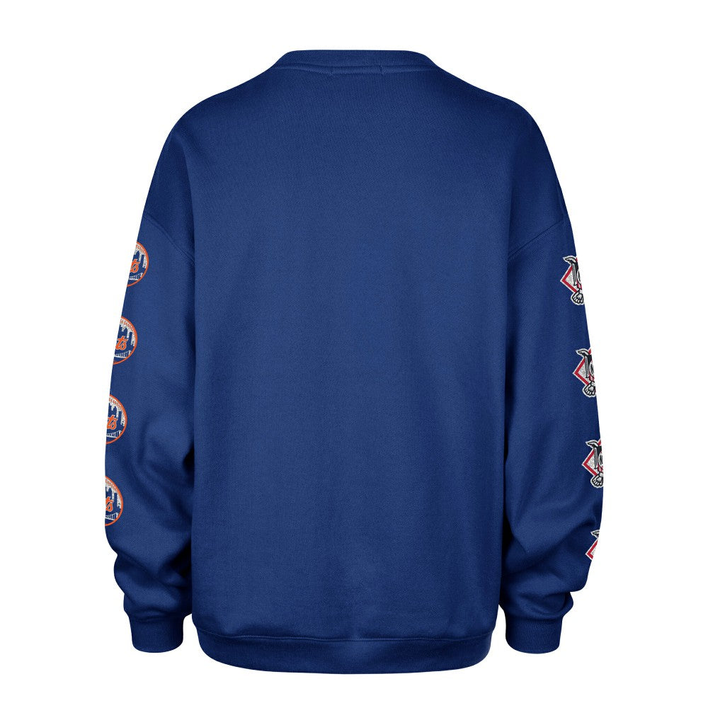 New York Mets '47 Women's Trendy Team Go Big Oversized Sweatshirt - Royal Sweatshirts