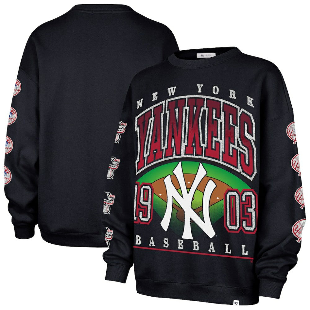 New York Yankees '47 Women's Trendy Team Go Big Oversized Sweatshirt - Navy Sweatshirts