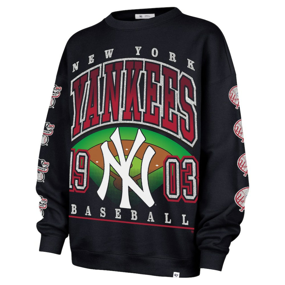 New York Yankees '47 Women's Trendy Team Go Big Oversized Sweatshirt - Navy Sweatshirts