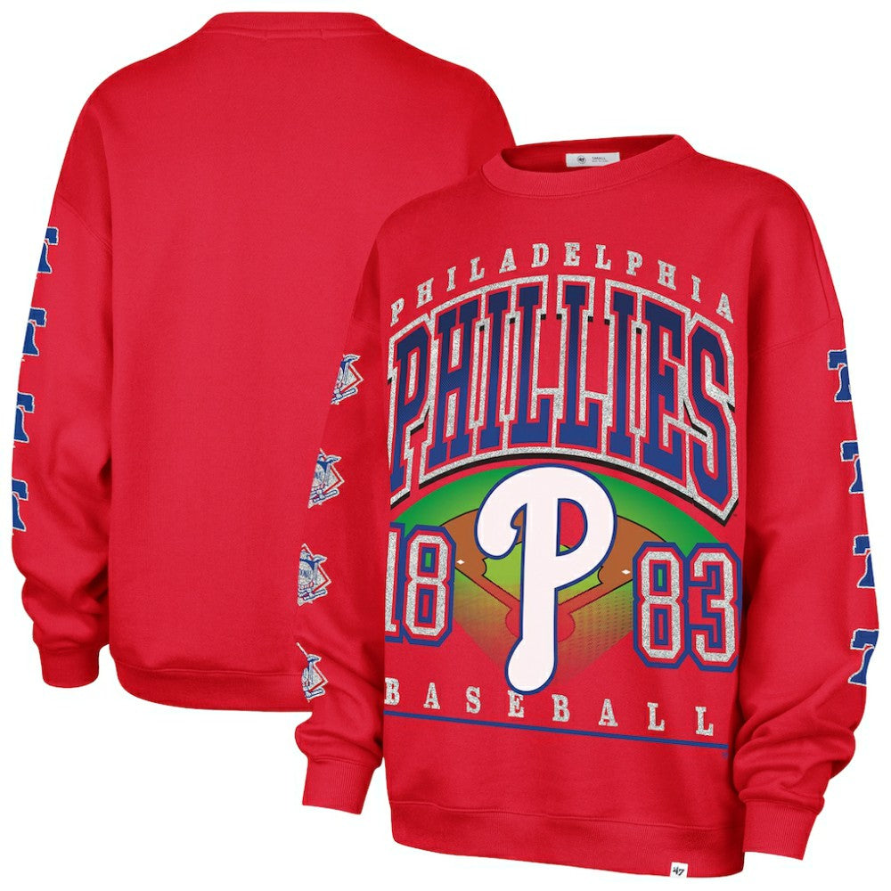 Philadelphia Phillies '47 Women's Trendy Team Go Big Oversized Sweatshirt - Red Sweatshirts