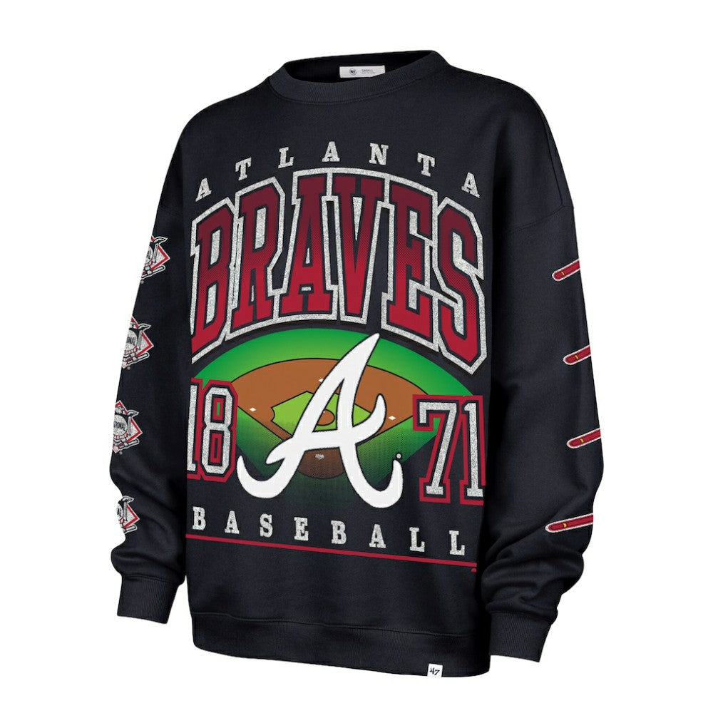 Atlanta Braves '47 Women's Trendy Team Go Big Oversized Sweatshirt - Navy Sweatshirts