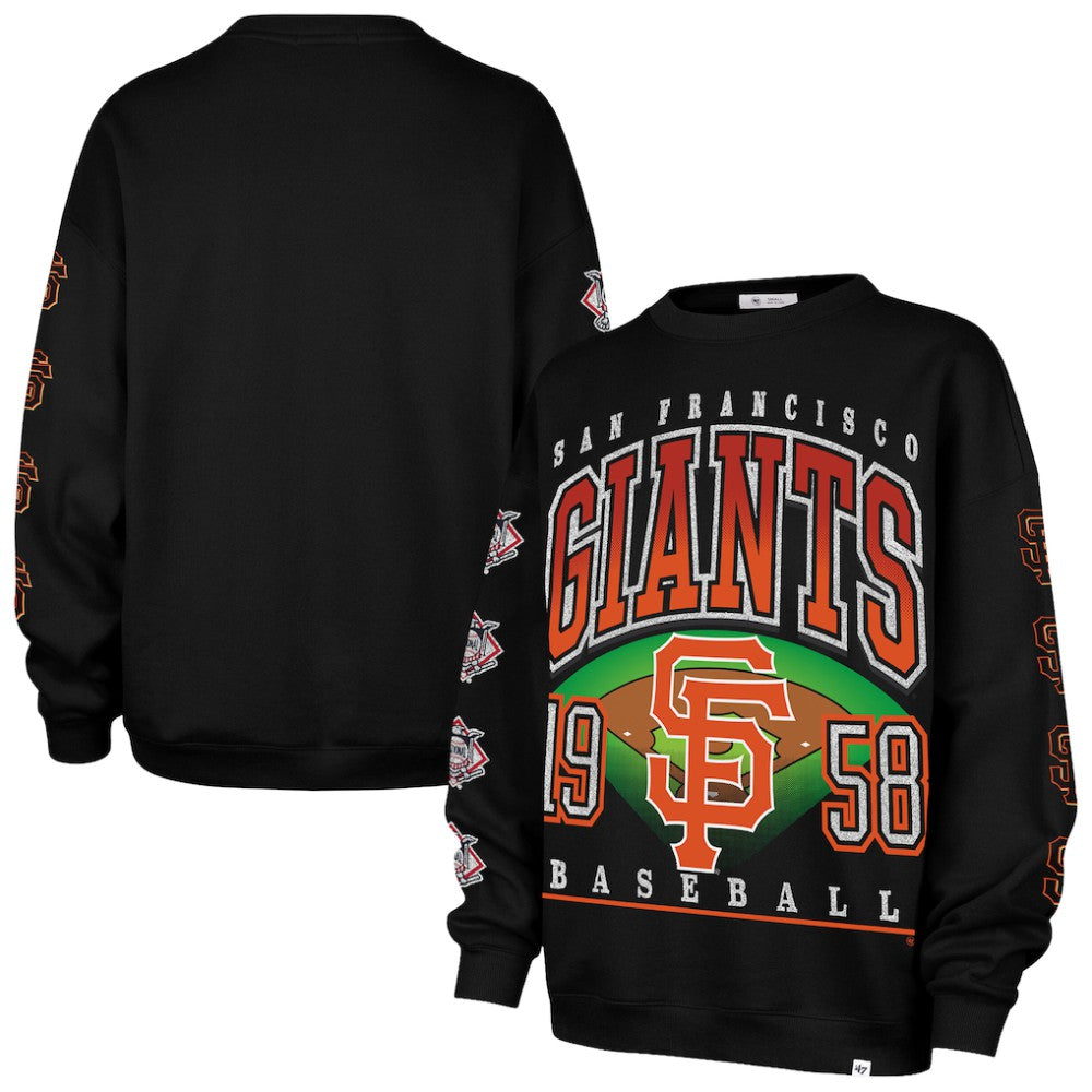 San Francisco Giants '47 Women's Trendy Team Go Big Oversized Sweatshirt - Black Sweatshirts