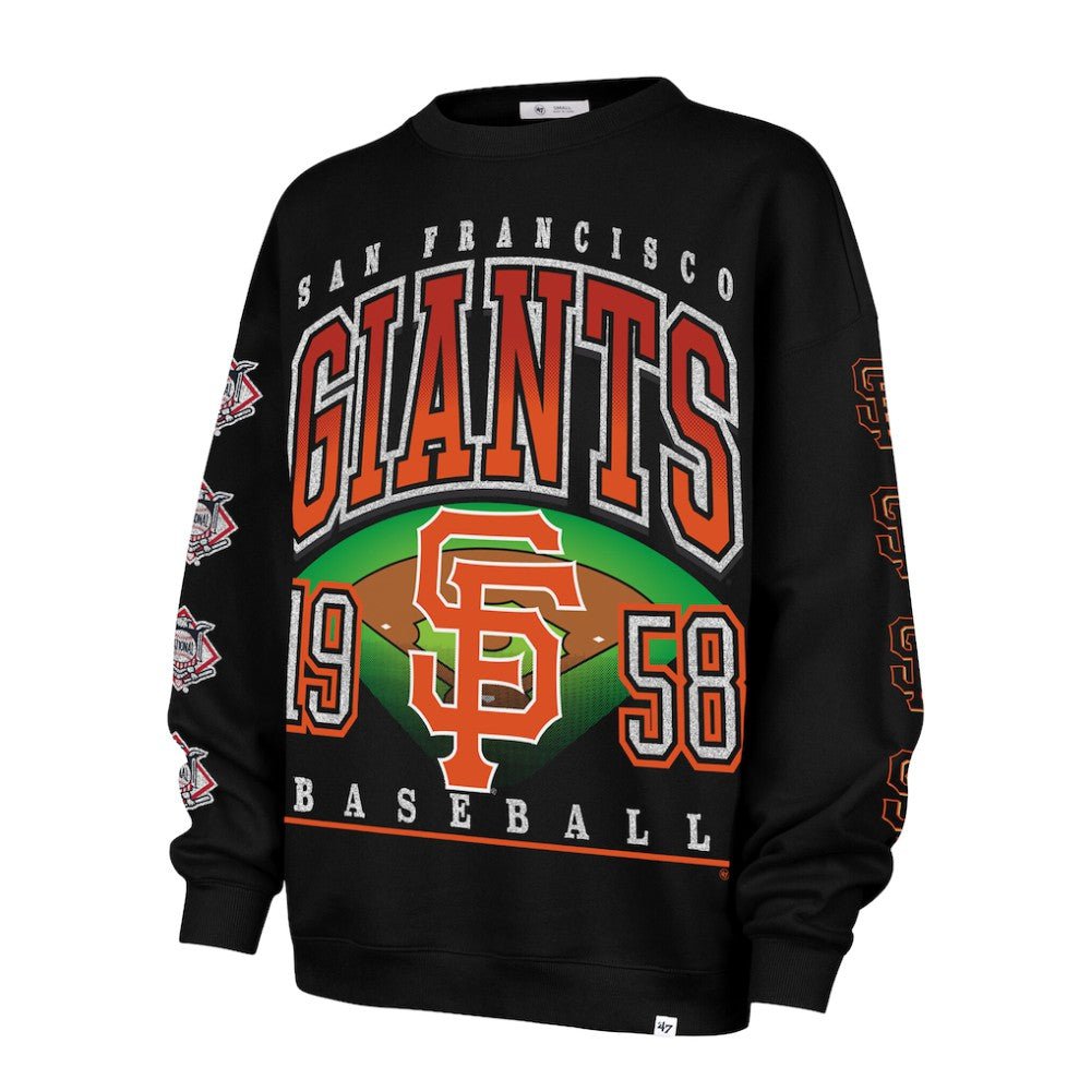 San Francisco Giants '47 Women's Trendy Team Go Big Oversized Sweatshirt - Black Sweatshirts