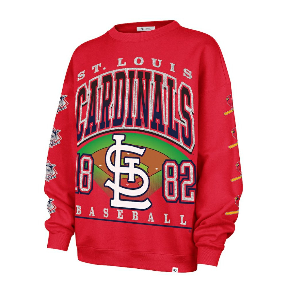 St. Louis Cardinals '47 Women's Trendy Team Go Big Oversized Sweatshirt - Red Sweatshirts