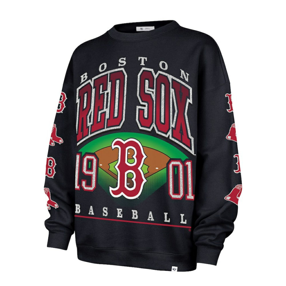 Boston Red Sox '47 Women's Trendy Team Go Big Oversized Sweatshirt - Black Sweatshirts