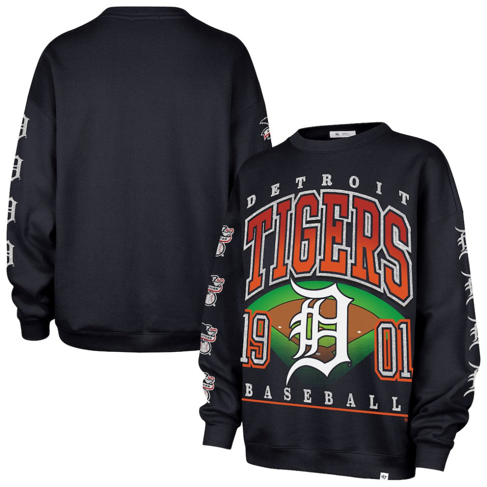 Detroit Tigers '47 Women's Trendy Team Go Big Oversized Sweatshirt - Navy Sweatshirts
