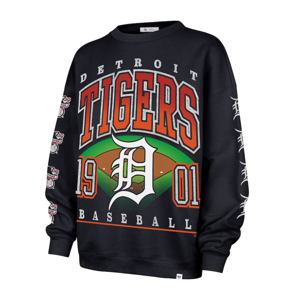 Detroit Tigers '47 Women's Trendy Team Go Big Oversized Sweatshirt - Navy Sweatshirts